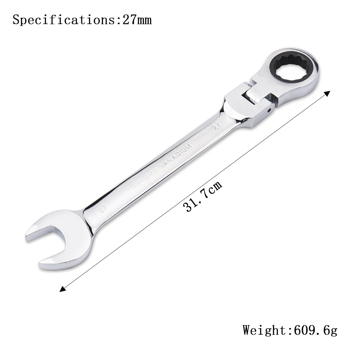 72-Tooth Flexible Head Ratchet Wrench – 6–27mm Auto & Home Repair Tool.
