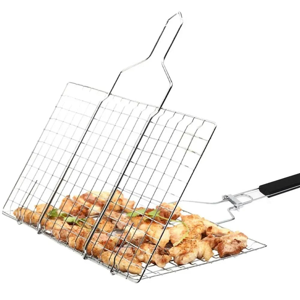 Stainless Steel Non-Stick BBQ Grill Basket–Perfect for Meat Vegetables & Steak.