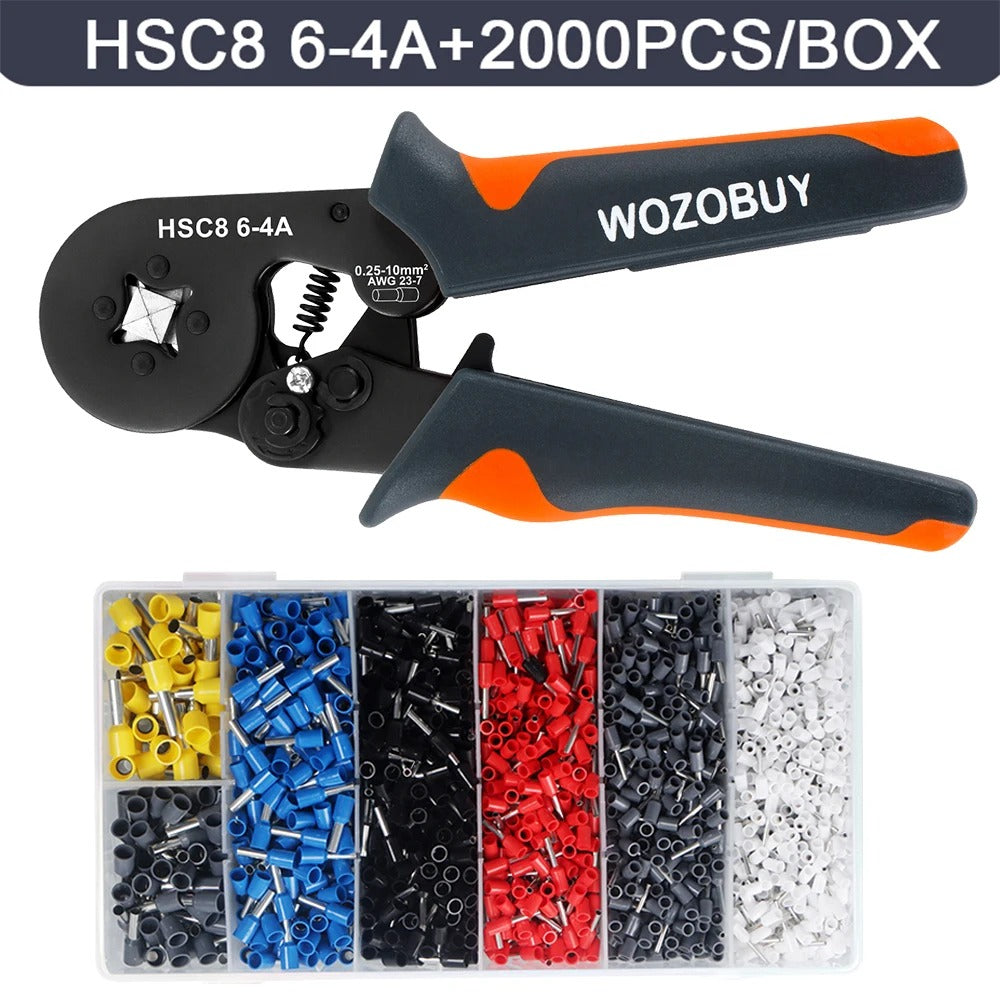 self-Adjusting Ratchet Ferrule Crimping Tool Kit for Electrical Wire Connectors
