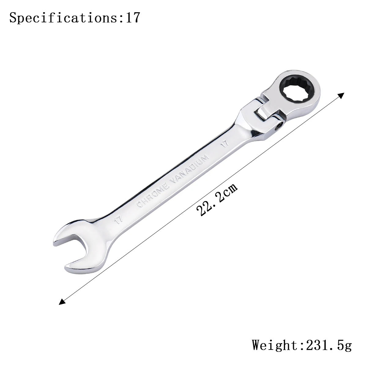 72-Tooth Flexible Head Ratchet Wrench – 6–27mm Auto & Home Repair Tool.