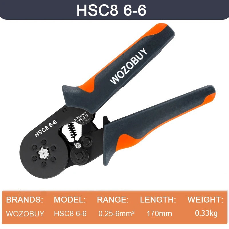 self-Adjusting Ratchet Ferrule Crimping Tool Kit for Electrical Wire Connectors