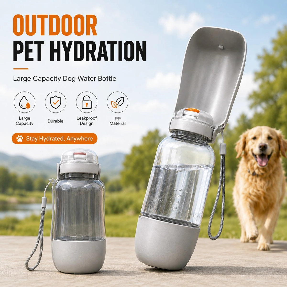 Portable Dog Water Bottle – Leakproof Travel Water Dispenser