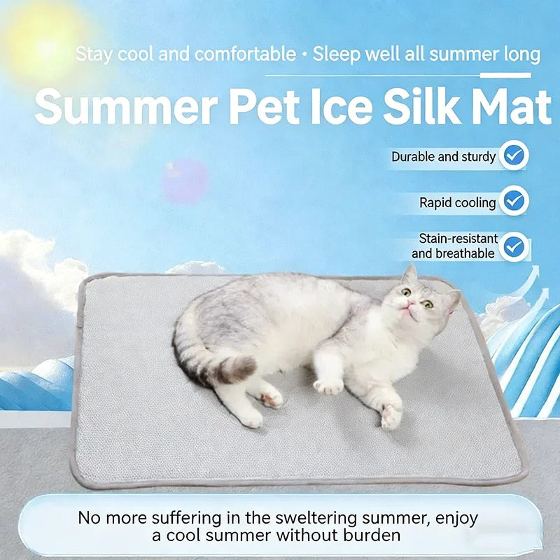 Pet Ice Silk Cool Sleeping Mat Breathable Heat Dissipation Non Slip Summer Rest Pad For Puppy Kitten