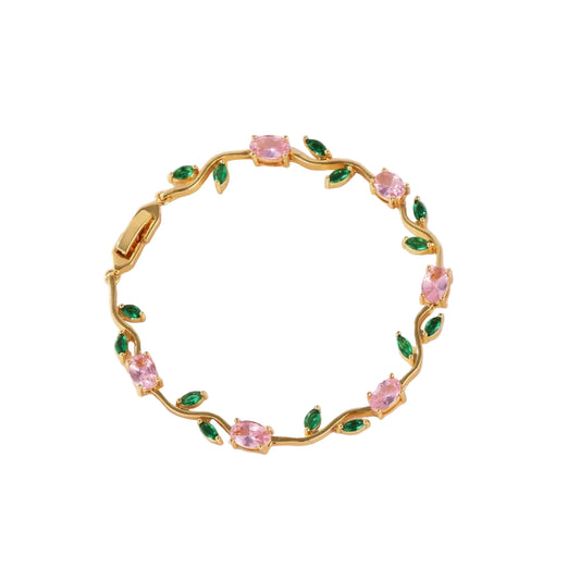 Pink CZ Tulip Vine Bracelet for Women