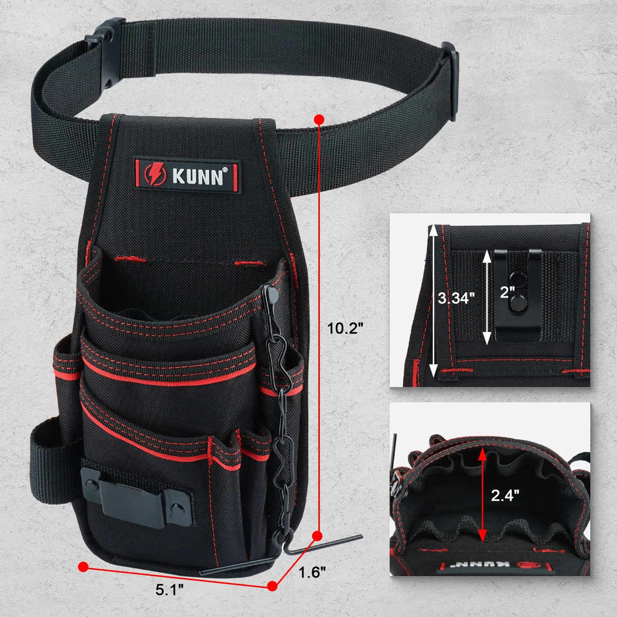 Electrician Tool Pouch with Belt Clip – 7-Pocket Heavy-Duty Tool Organizer