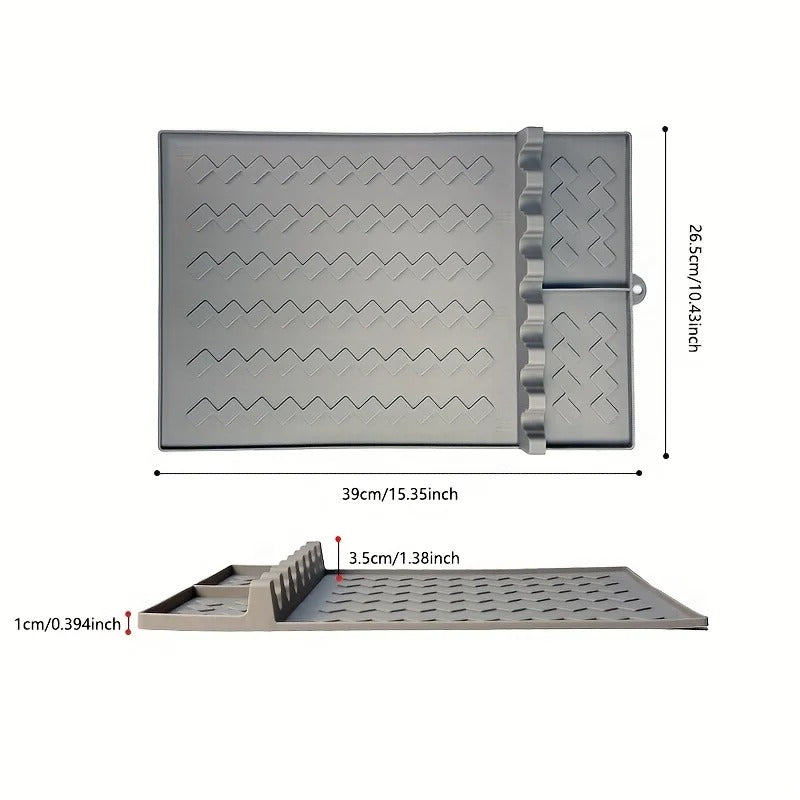 Silicone BBQ Mat with Drip Tray – Heat-Resistant Grill Side Burner & Utensil Holder.