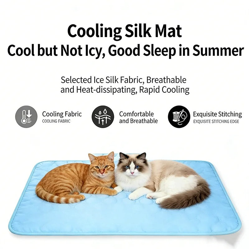 Pet Ice Silk Cool Sleeping Mat Breathable Heat Dissipation Non Slip Summer Rest Pad For Puppy Kitten
