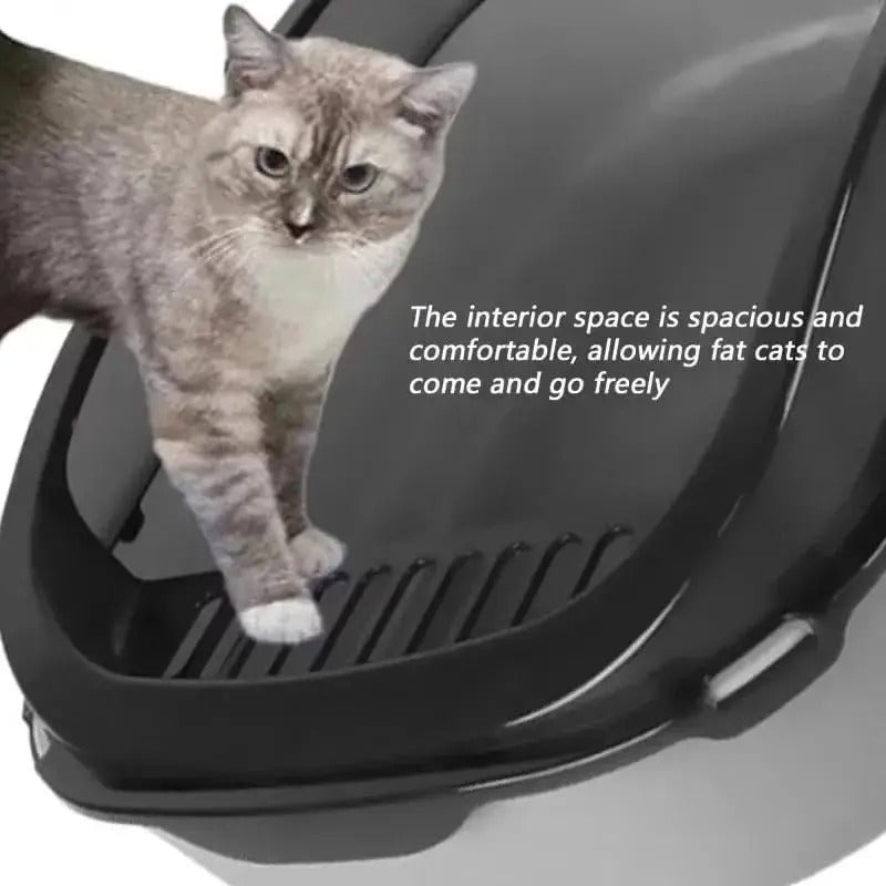 Semi-Enclosed Cat Litter Box Splashproof Kitten Toilet Tray Pet Cleaning