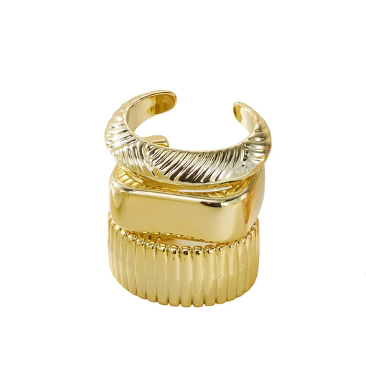 3PCS Chunky Acrylic Geometric Cuff Bracelets – Bold Open Bangles for Women