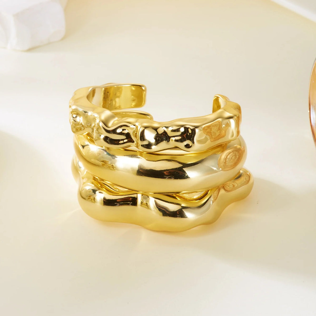 3PCS Chunky Acrylic Geometric Cuff Bracelets – Bold Open Bangles for Women