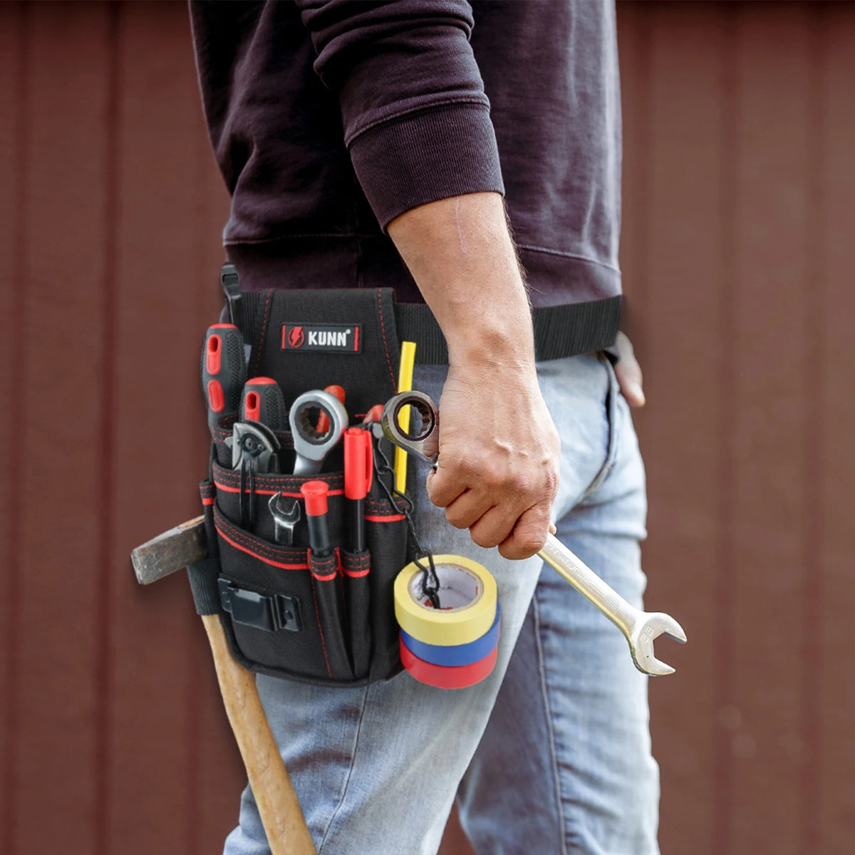 Electrician Tool Pouch with Belt Clip – 7-Pocket Heavy-Duty Tool Organizer