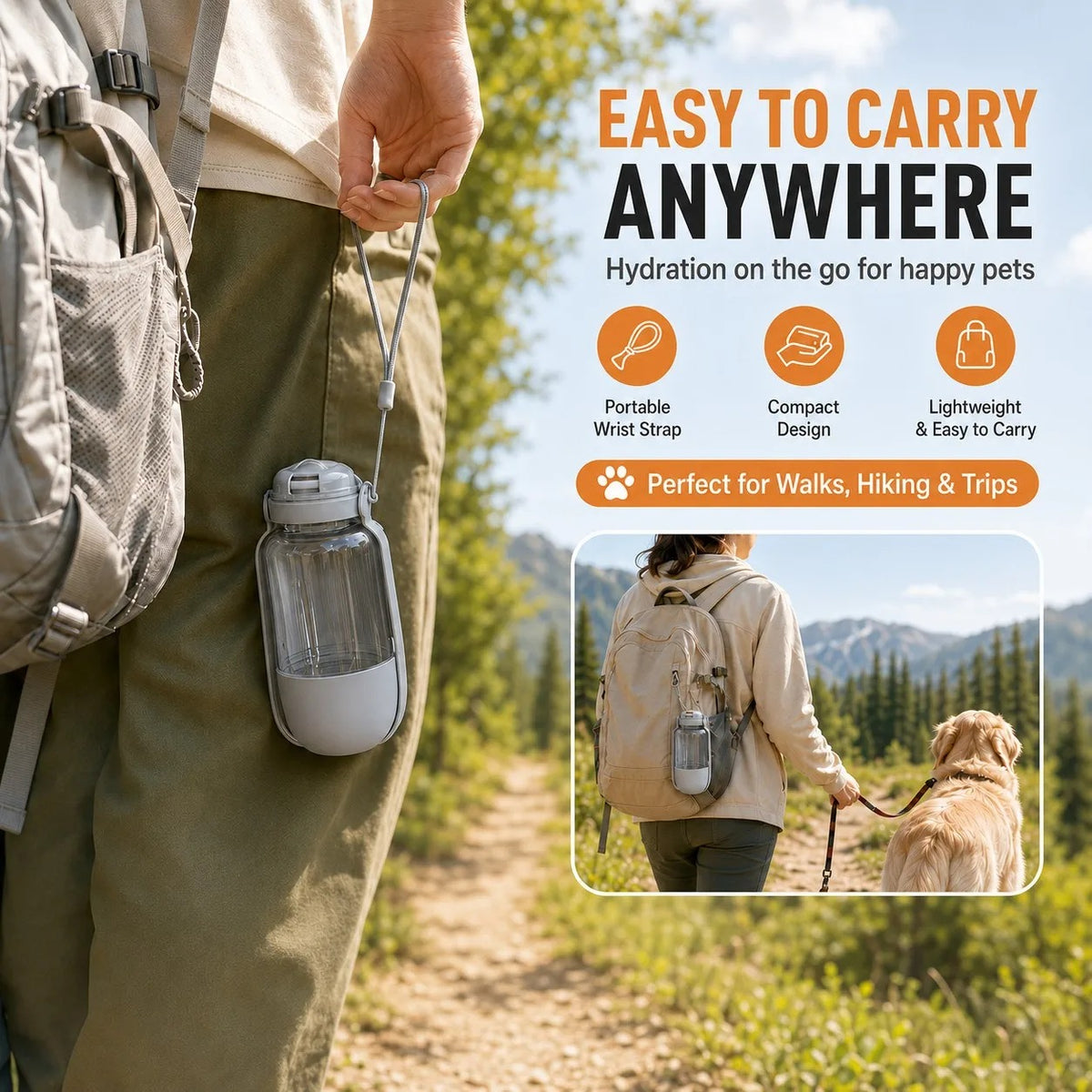 Portable Dog Water Bottle – Leakproof Travel Water Dispenser