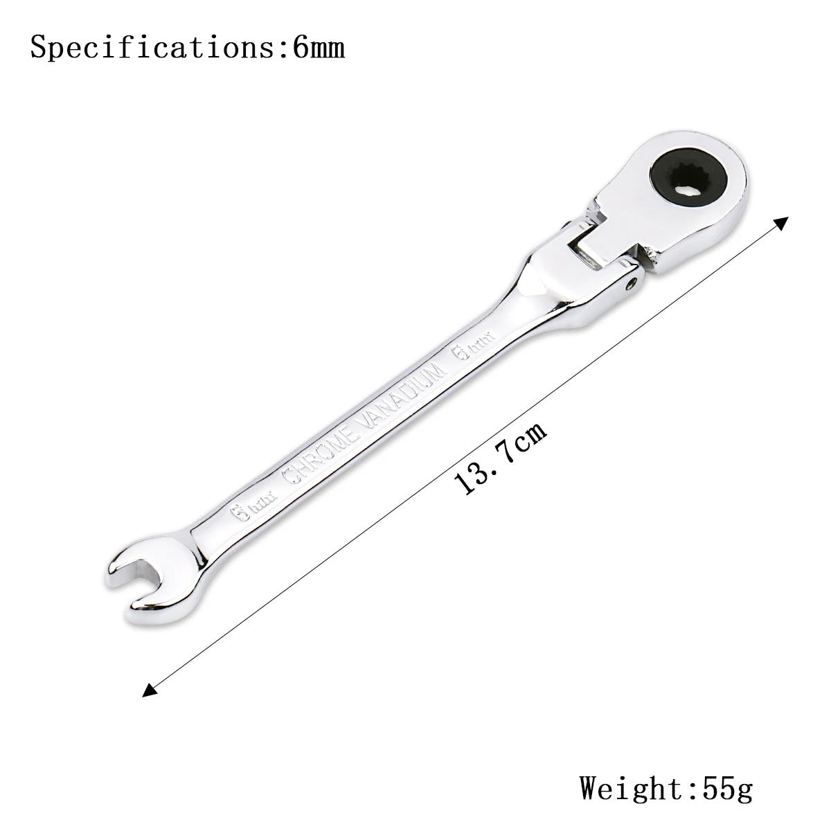 72-Tooth Flexible Head Ratchet Wrench – 6–27mm Auto & Home Repair Tool.
